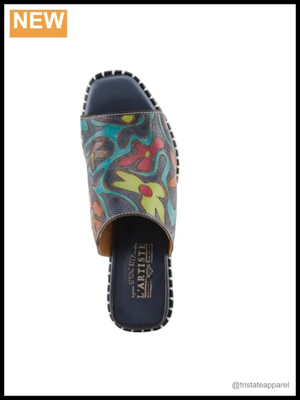 Hand-Painted Leather Platform Slingback Sandals Embroidered Casual